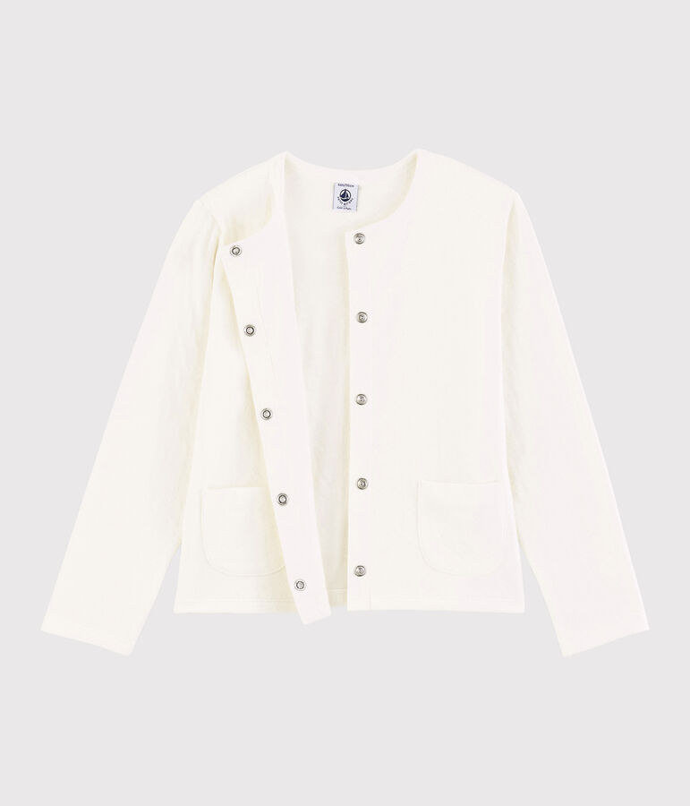 Girls' Tube Knit Cardigan white