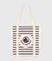 Women's striped canvas tote bag MARSHMALLOW blue/SOIR
