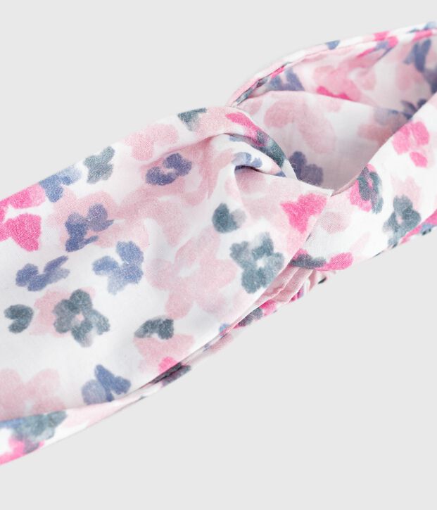 Children's hairband in floral-print poplin Ecru/multicolor
