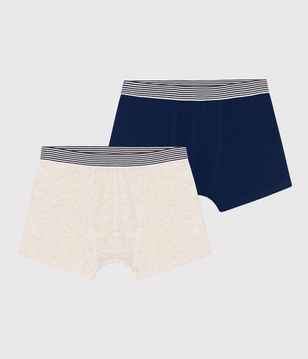 Boys' Plain Cotton and Elastane Boxer Shorts - 2-Pack multicolor