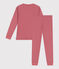 Children's long-sleeved plain cotton pyjamas ROSEWOOD pink