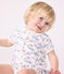 Babies' Paris print cotton playsuit with a collar MARSHMALLOW white/MULTICO white
