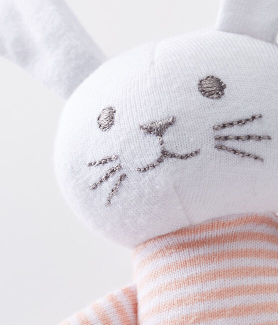 Unisex baby rabbit rattle comforter ROSAKO pink/MARSHMALLOW white