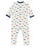 Baby boy's reversible footed sleepsuit MARSHMALLOW white/MULTICO white
