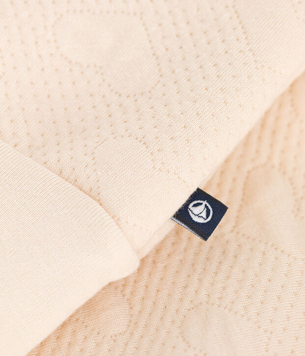 Babies' quilted tube knit baseball jacket Ecru