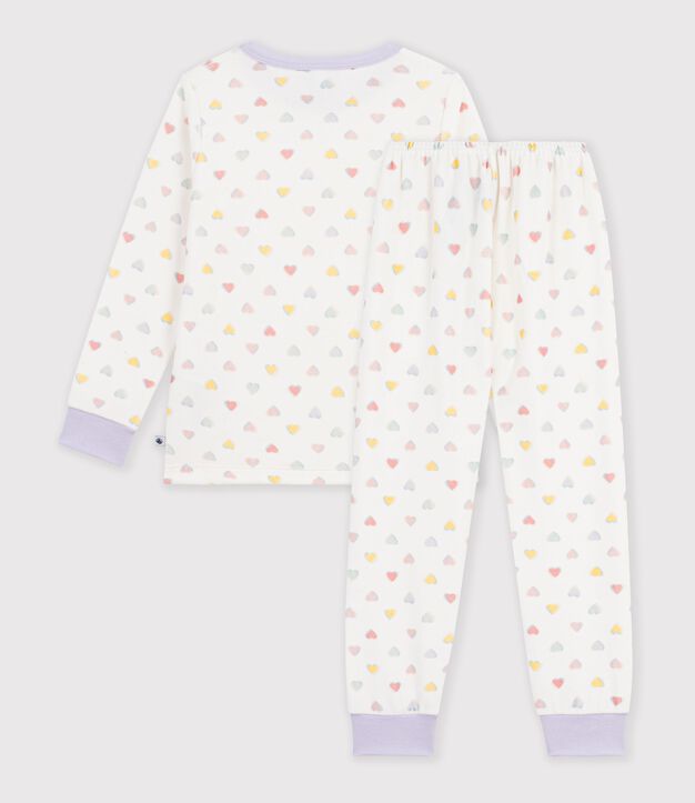 Children's velour pyjamas with hearts white/multicolor