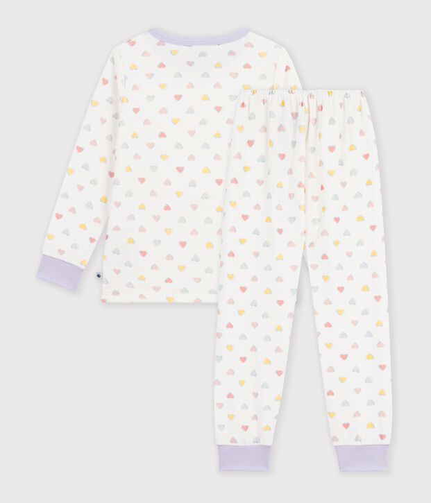 Children's velour pyjamas with hearts white/multicolor