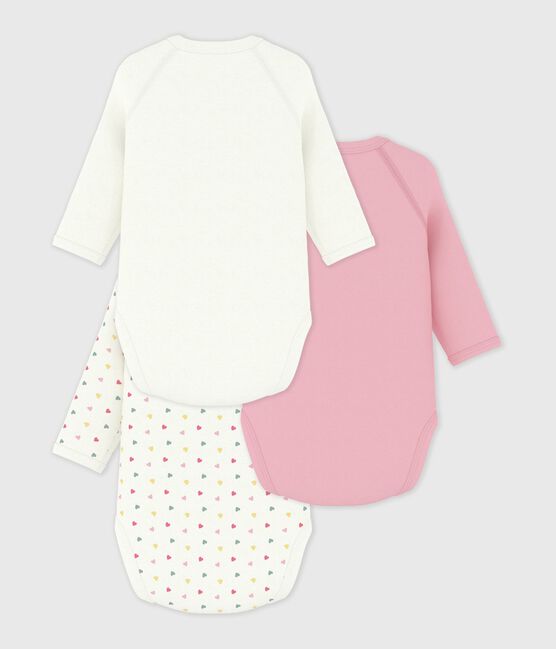 Pack of babies' long-sleeved printed cotton wrapover bodies variante 1