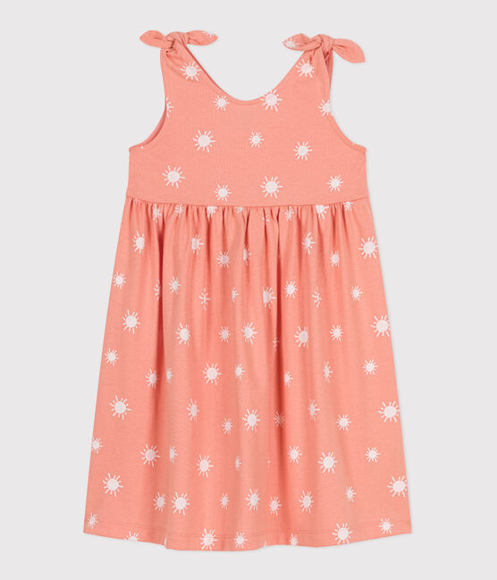 Children's sleeveless printed cotton dress ABRICOT orange/MARSHMALLOW