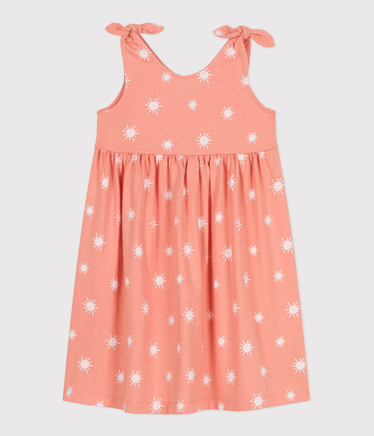 Children's sleeveless printed cotton dress orange/white