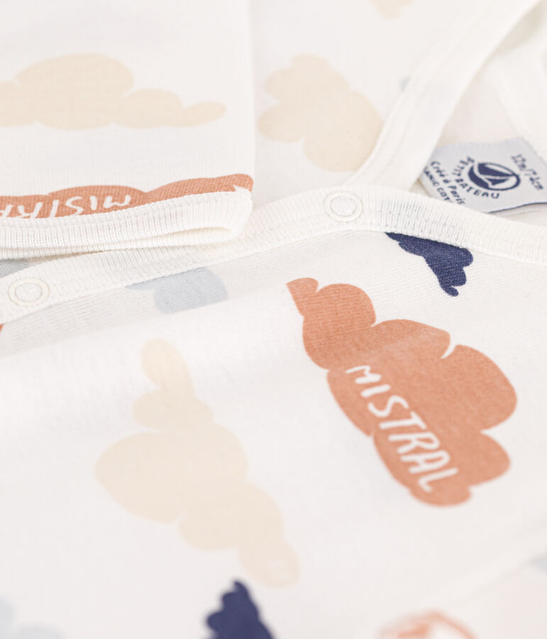 Babies' Printed Footless Cotton Sleepsuit white/blue