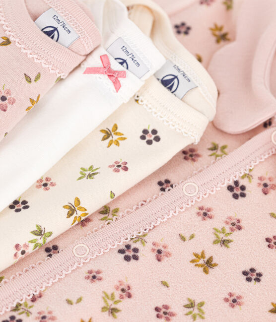 Babies' gift set containing pyjamas and three floral bodysuits variante 1