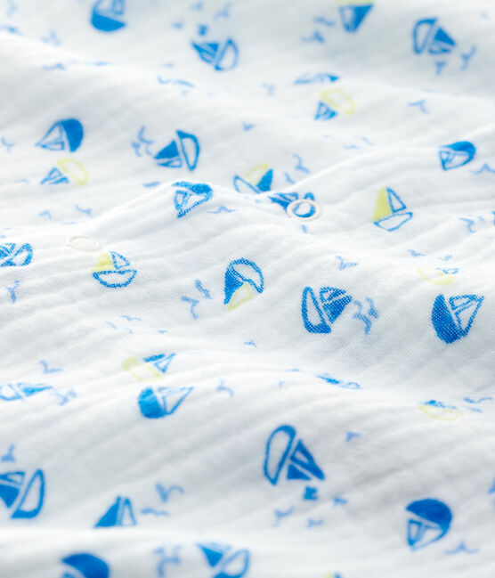 Babies' Boat Pattern Organic Cotton Easy-Care Jumpsuit MARSHMALLOW white/MULTICO white