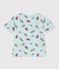 Children's short-sleeved seagull print cotton T-shirt blue/multicolor