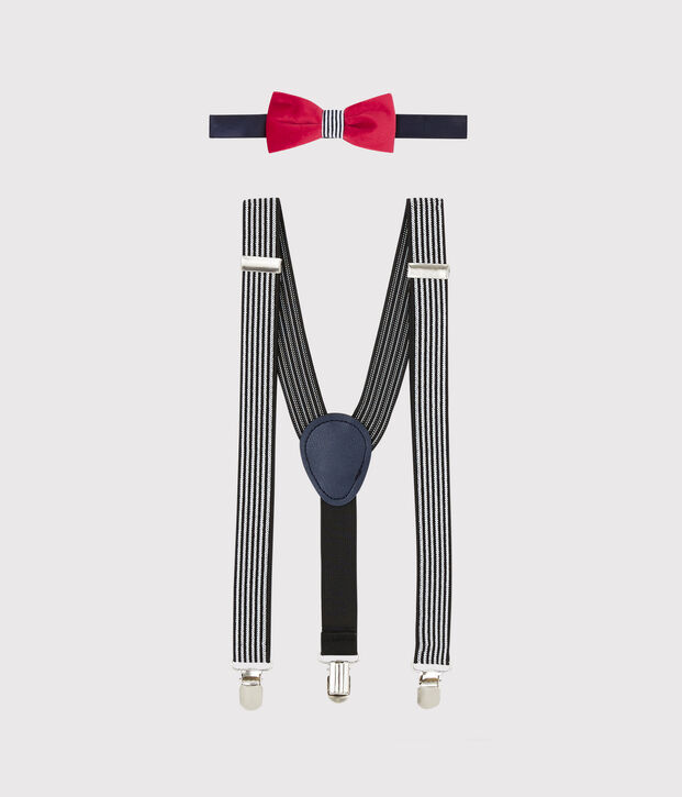 Braces and bow tie set blue/white/red