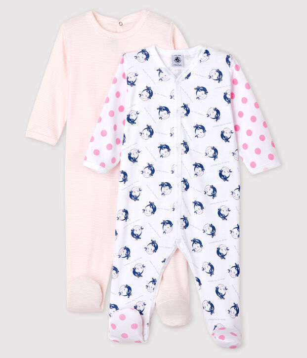 Baby Girls' Ribbed Sleepsuit - 2-Pack multicolor
