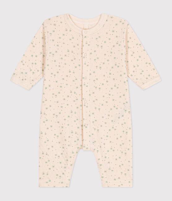 Babies' star print cotton jumpsuit AVALANCHE white/MULTICO