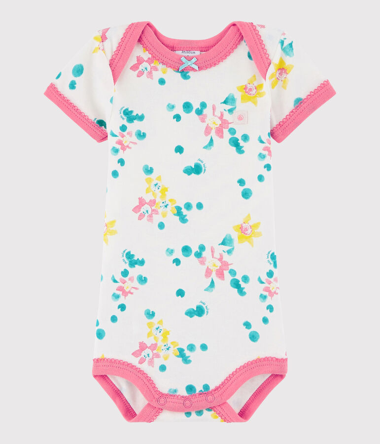 Baby Girls' Short-Sleeved Bodysuit MARSHMALLOW white/MULTICO white