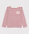 Girls' and Boys' Sailor T-shirt MARSHMALLOW white/PEPS red