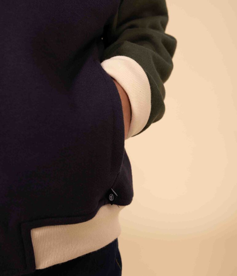 Boys' fleece baseball jacket SMOKING blue/MULTICO white