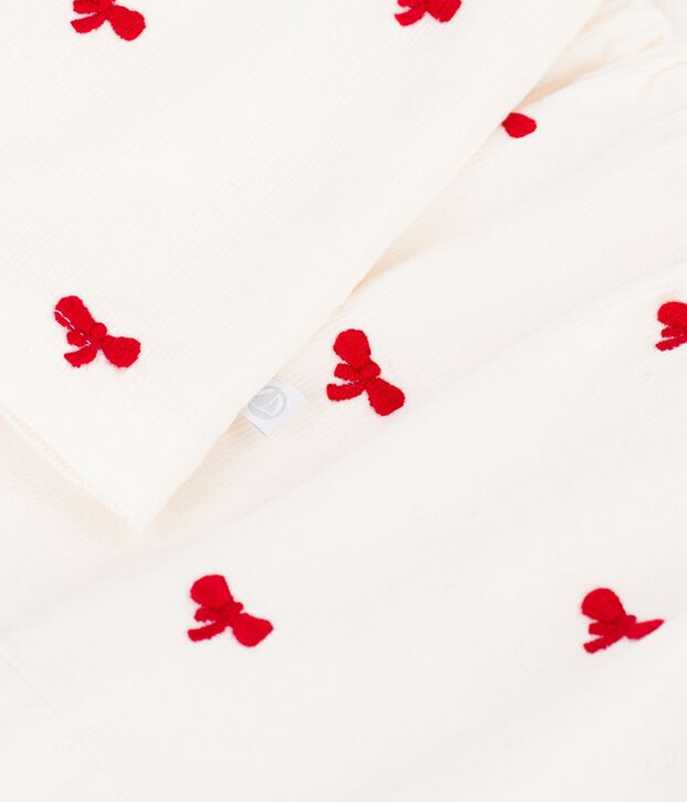 Children's long-sleeved cotton blouse printed with bows Ecru/red