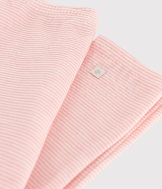 Girls' Pinstriped Wool/Cotton Leggings CHARME pink/MARSHMALLOW white