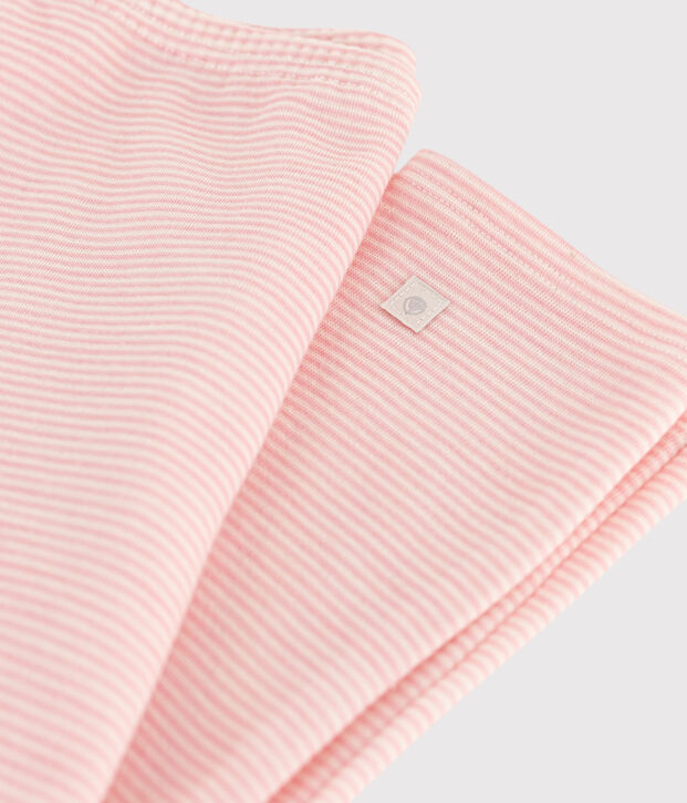 Girls' Pinstriped Wool/Cotton Leggings pink/white