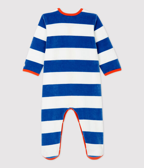 Babies' Blue Striped Velour Sleepsuit MAJOR /MONTELIMAR