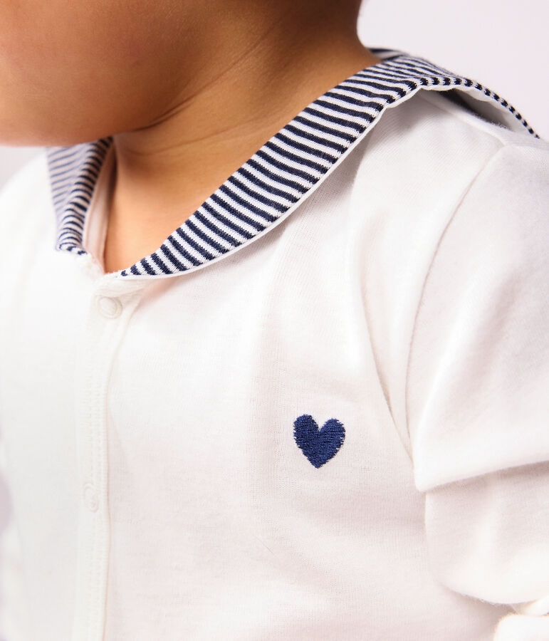 Babies' two-piece pyjamas with a sailor collar white