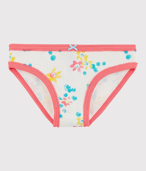 Girls' Cotton Knickers MARSHMALLOW white/MULTICO white