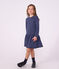 Children's long-sleeved stripy cotton dress blue/real