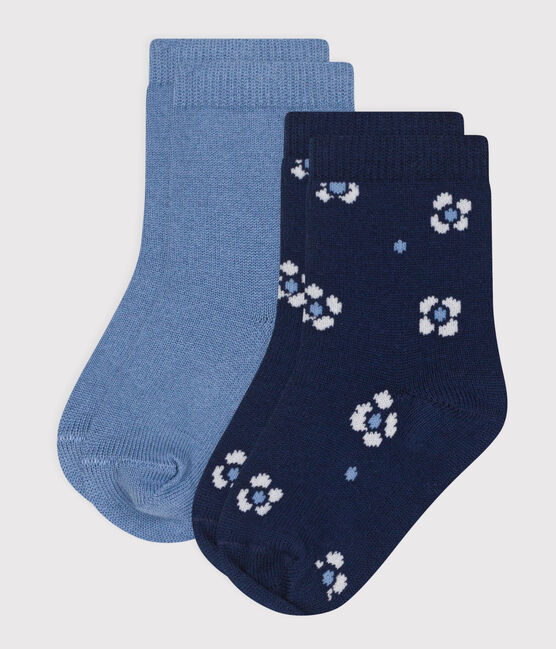 Pairs of baby girls' flower-patterned cotton socks - 2-Pack variante 1