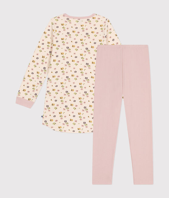 Children's floral print brushed fleece nightdress SALINE pink/MULTICO white