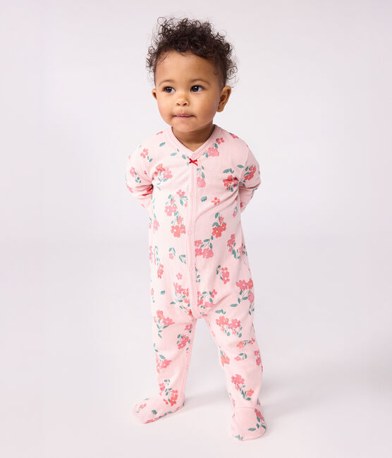 Babies' floral-print tube knit pyjama suit JOLI pink/MULTICO white