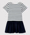 Girls' Organic Cotton Jersey and Gauze Dress MARSHMALLOW white/SMOKING blue