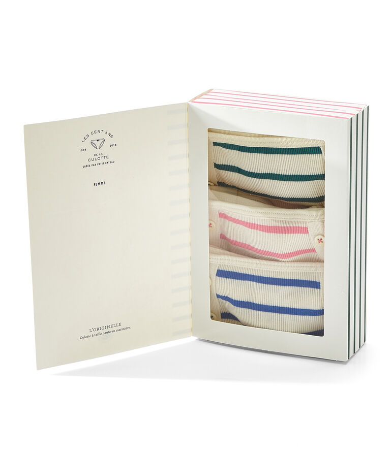 Set of 3 high 2x2 rib knickers woman . white