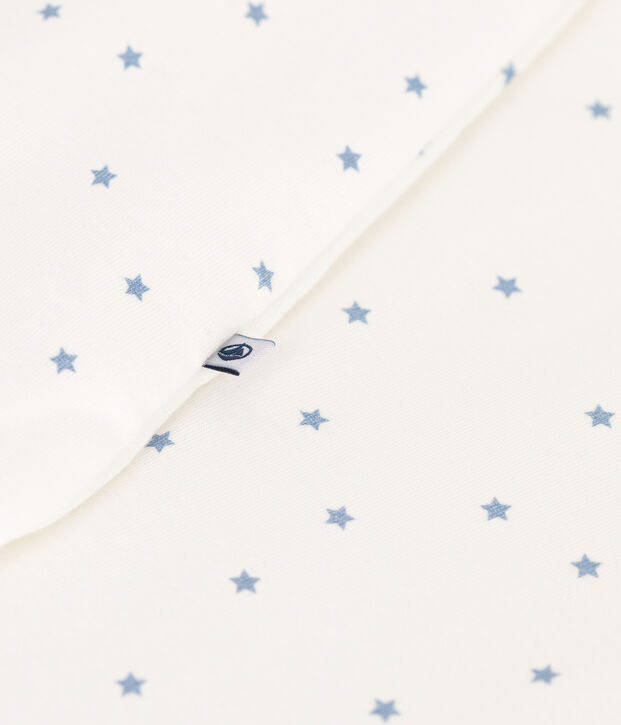 Baby sleeping bag in printed cotton TOG 1.5 white/blue