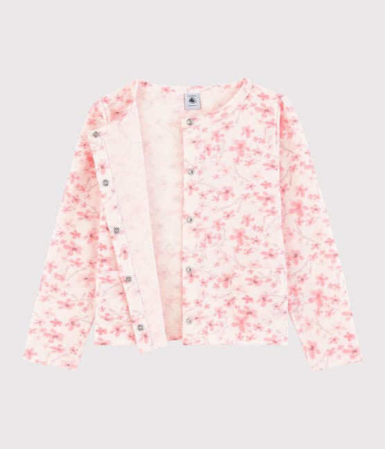 Girls' Jersey Piqué Cardigan FLEUR pink/MULTICO white