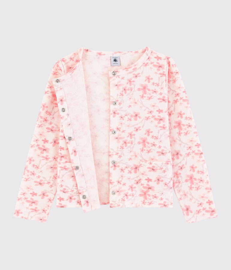 Girls' Jersey Piqu&eacute; Cardigan FLEUR pink/MULTICO white