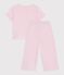 Children's stripy cotton pyjamas with short sleeves and wide legs MARQUISE pink/MARSHMALLOW