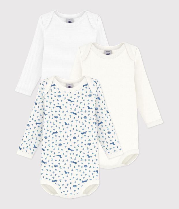 Pack of long-sleeved fox print cotton bodies for babies multicolor
