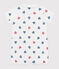 Babies' short stripy cotton jumpsuit with heart collar MARSHMALLOW white/MULTICO white