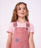 Children's stripy cotton pinafore dress pink/pink