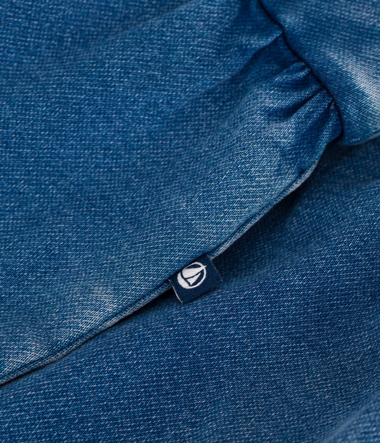 Babies' long-leg elastane denim dungarees blue