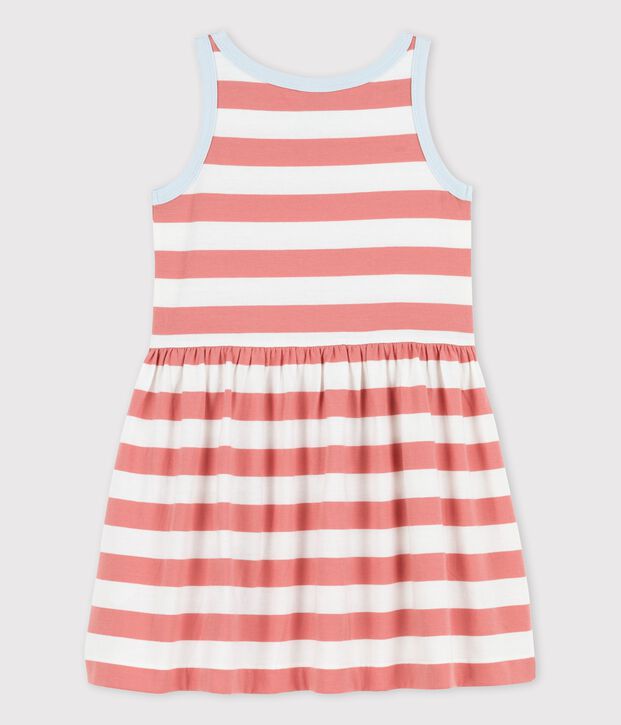 Girls' Sleeveless Stripy Cotton Dress pink/white