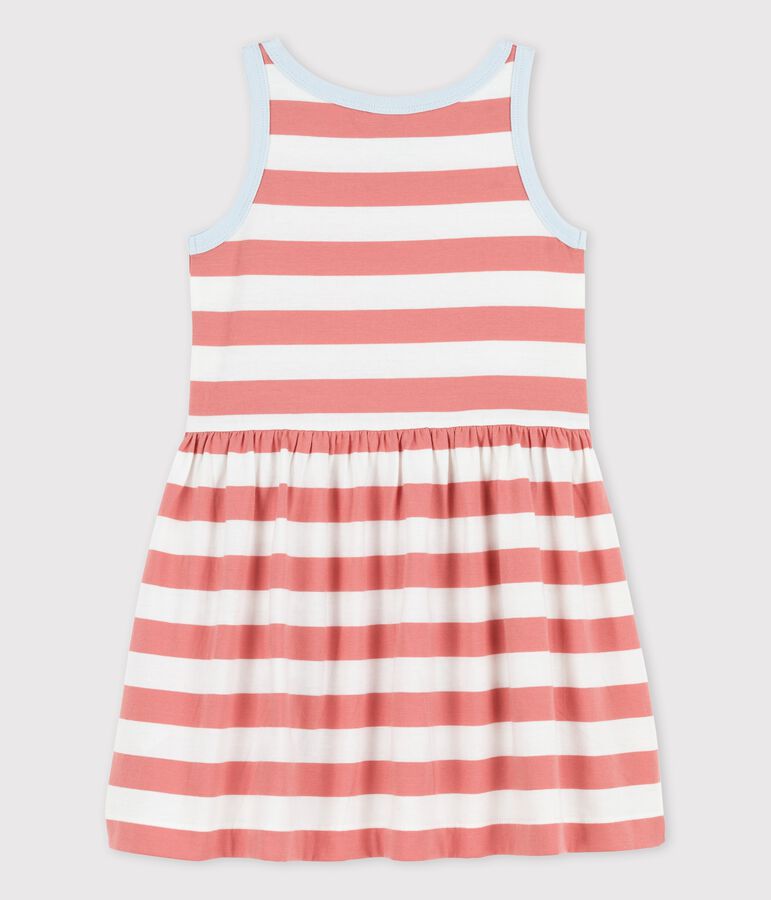 Girls' Sleeveless Stripy Cotton Dress pink/white