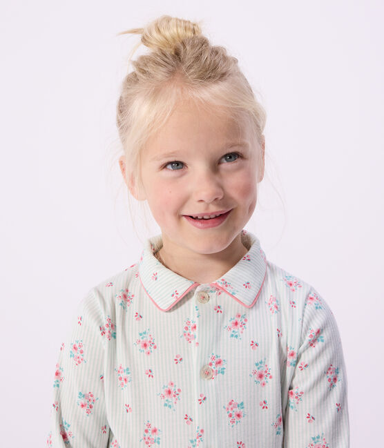 Children's buttoned printed cotton pyjamas MARSHMALLOW /AMANDIER /MULTICO