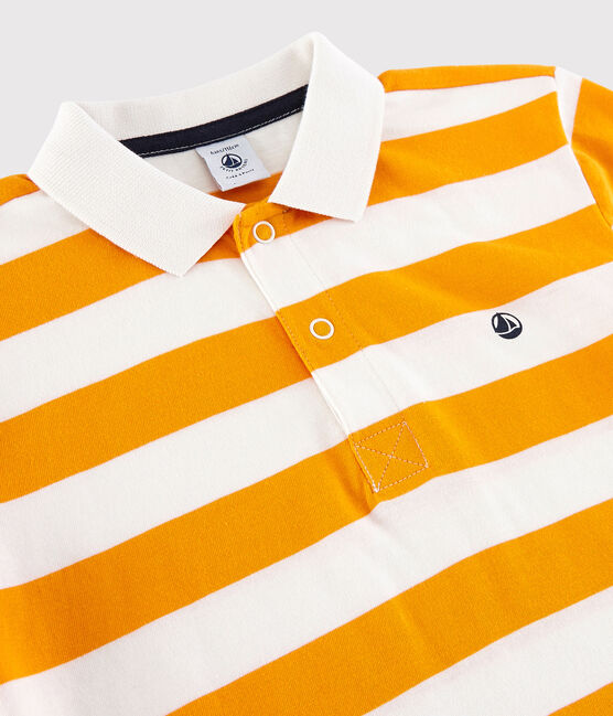 Boys' Short-Sleeved Jersey Polo Shirt TEHONI yellow/MARSHMALLOW white