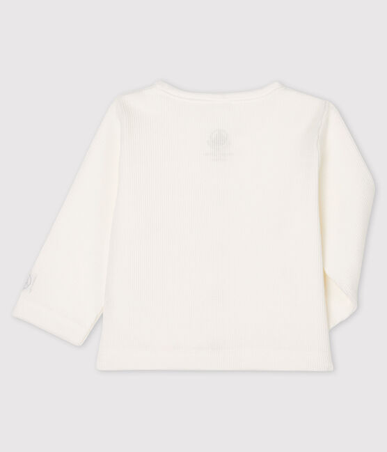 Baby cardigan in cotton rib MARSHMALLOW white