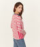 Women's stripy breton top TERKUIT red/MARSHMALLOW white